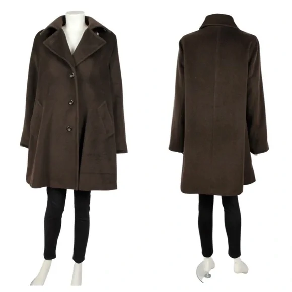 MAX MARA BROWN WOOL THREE BUTTON COAT - Picture 2 of 9